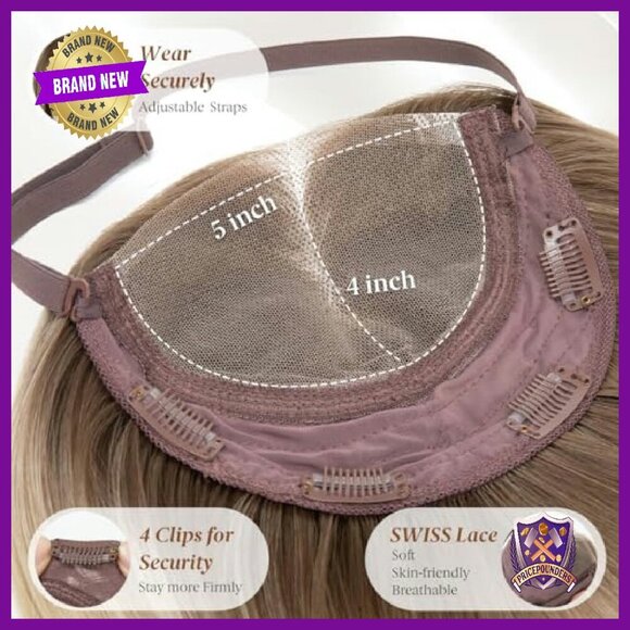 5.5x4 Pre-Cut Lace Front Synthetic Hair Topper Glueless Wear & Go main image 7